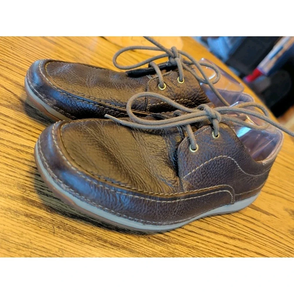Clarks Mens Lace Up Shoes Loafers US 10 M Brown Pebbled Leather